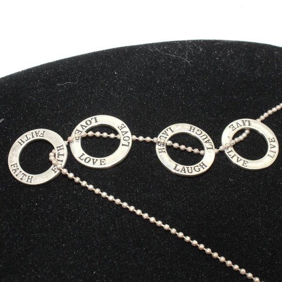 Silvertone Metal Inspirational Words 4 Circle Discs Necklace - Picture 3 of 4